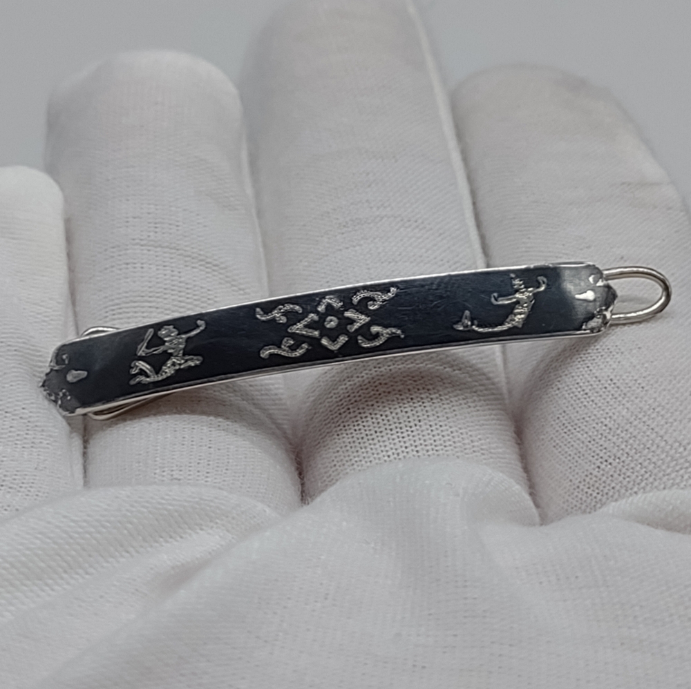 Vintage Sterling Silver Siam Niello Hair Barette - Picture 6 of 10